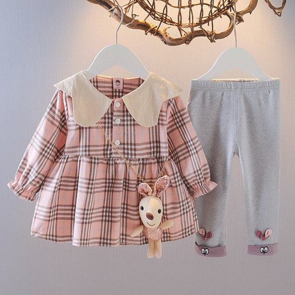 Μοντέρνο παιδικό καρό σετ δύο μερών για κορίτσια