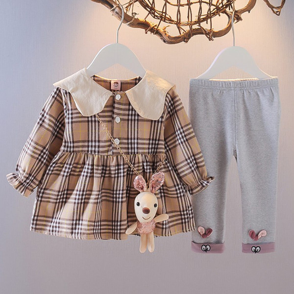 Μοντέρνο παιδικό καρό σετ δύο μερών για κορίτσια