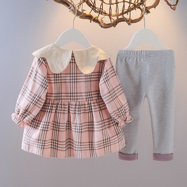 Μοντέρνο παιδικό καρό σετ δύο μερών για κορίτσια