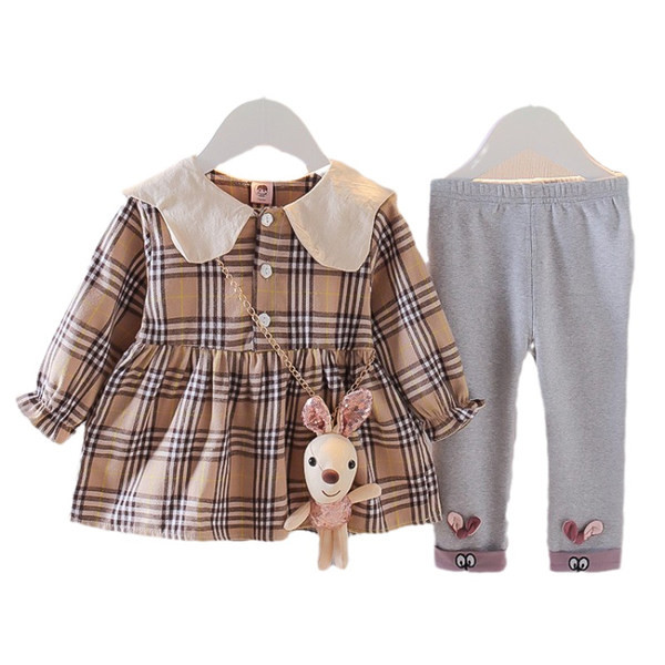 Μοντέρνο παιδικό καρό σετ δύο μερών για κορίτσια