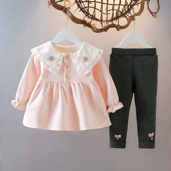 Κομψή παιδική μπλούζα σετ με κέντημα και κολάν