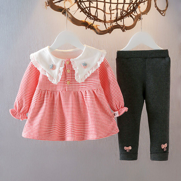 Κομψή παιδική μπλούζα σετ με κέντημα και κολάν