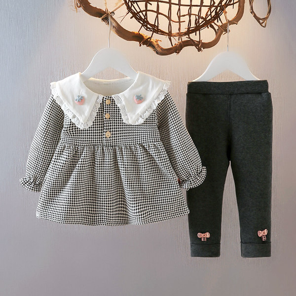 Κομψή παιδική μπλούζα σετ με κέντημα και κολάν