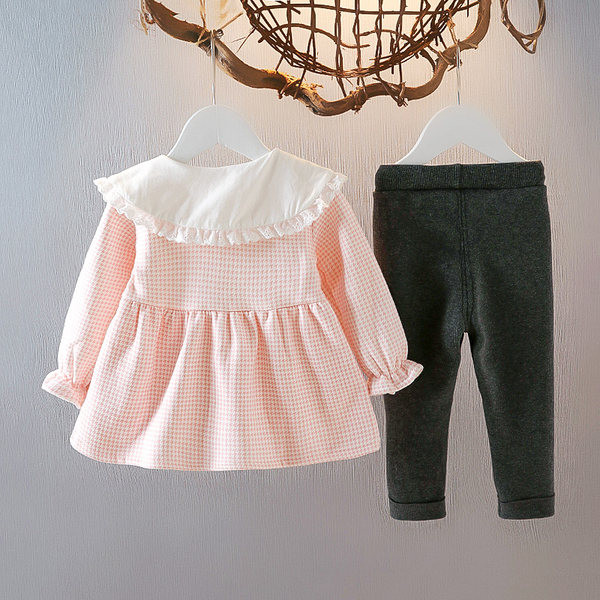 Κομψή παιδική μπλούζα σετ με κέντημα και κολάν