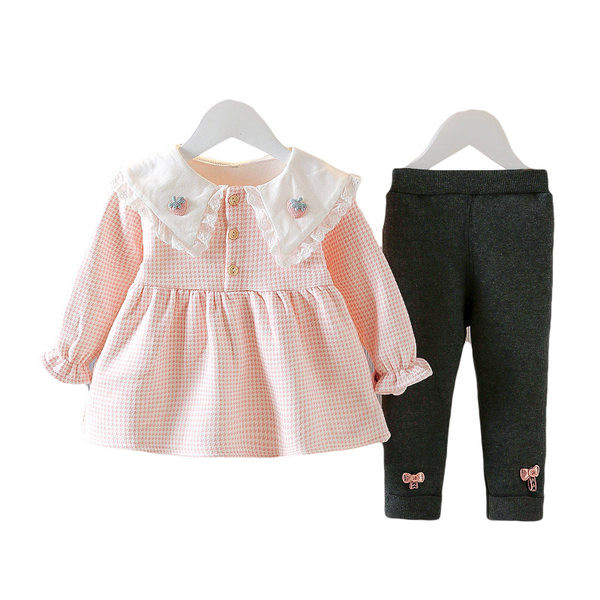 Κομψή παιδική μπλούζα σετ με κέντημα και κολάν