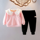 Iarna 2021, noua fetiță, plus pantaloni de catifea, se potrivesc pentru fete în stil occidental, haine pentru bebeluși din două piese cu mâneci lungi