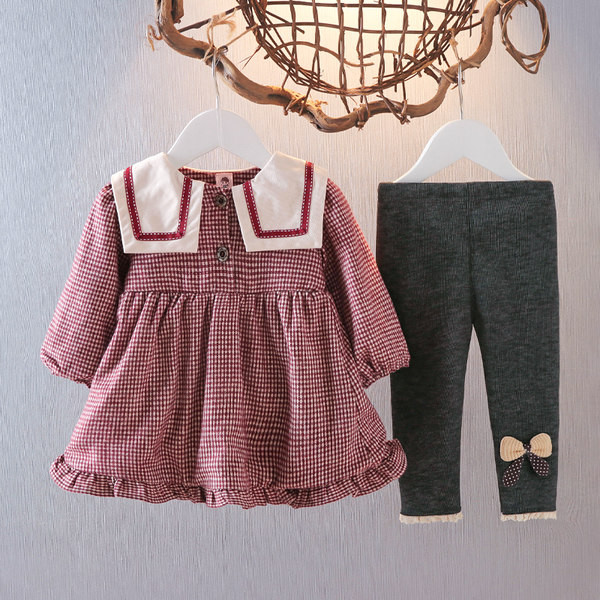 Νέο μοντέλο παιδικού καρό σετ σε δύο μέρη  για κορίτσια