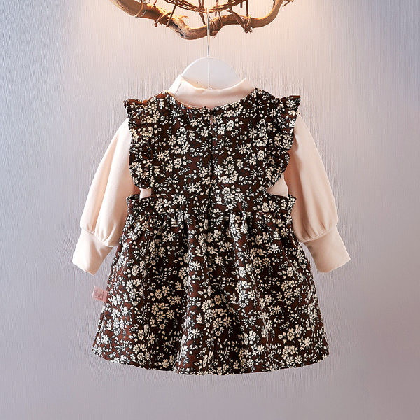 Παιδικό κομψό σετ φόρεμα  με φλοράλ μοτίβο και μπλούζα