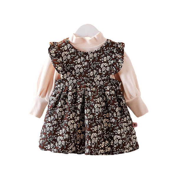 Παιδικό κομψό σετ φόρεμα  με φλοράλ μοτίβο και μπλούζα