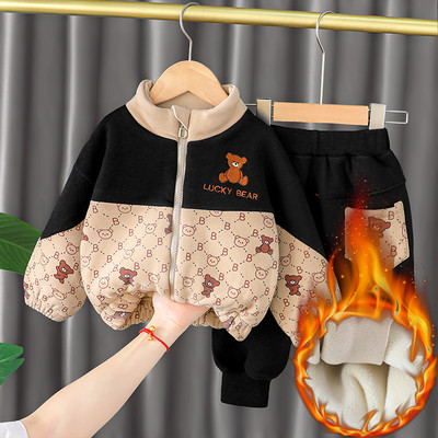 Set casual pentru copii de hanorac si lenjerie intima cu broderie