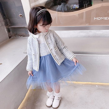 Детски модерен комплект от риза рокля и палто 