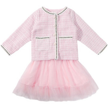 Детски модерен комплект от риза рокля и палто 