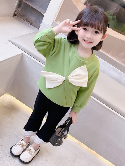 Set copii din doua piese cu panglica si dantela la pantaloni