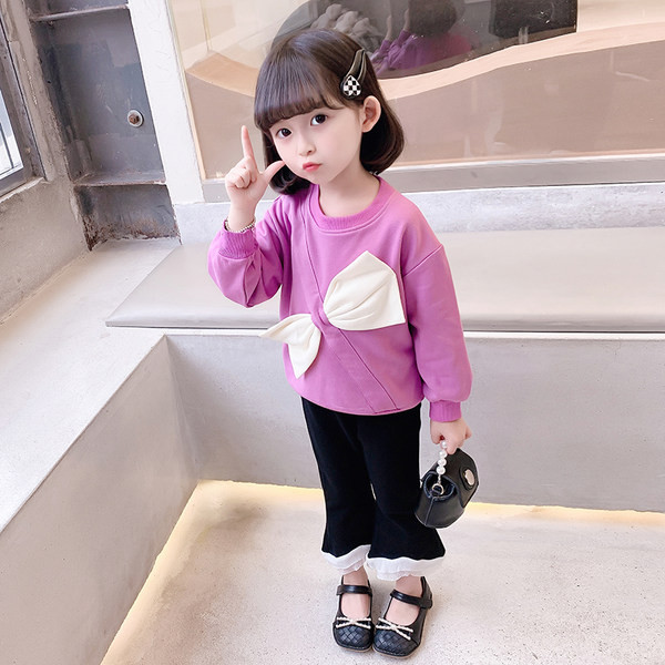 Set copii din doua piese cu panglica si dantela la pantaloni