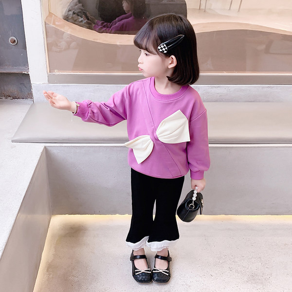 Set copii din doua piese cu panglica si dantela la pantaloni