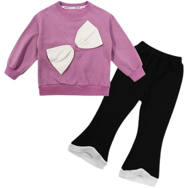 Set copii din doua piese cu panglica si dantela la pantaloni