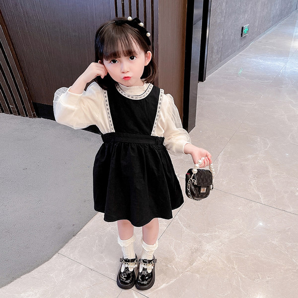 Κομψό παιδικό σετ φόρεμα και πουκάμισο με οβάλ λαιμόκοψη