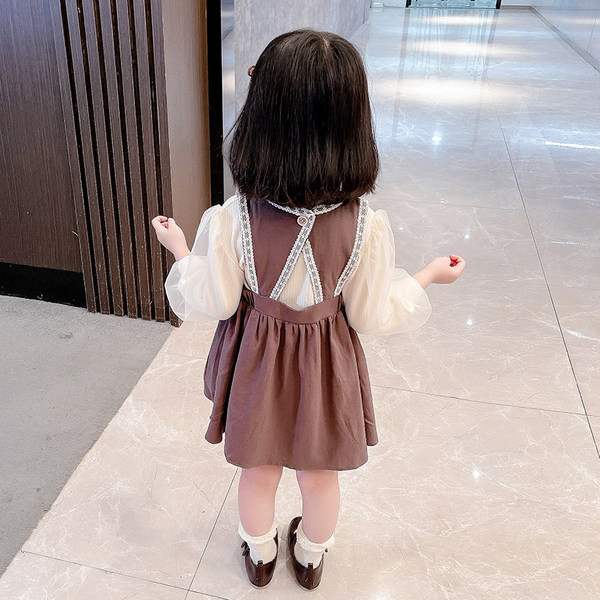 Κομψό παιδικό σετ φόρεμα και πουκάμισο με οβάλ λαιμόκοψη