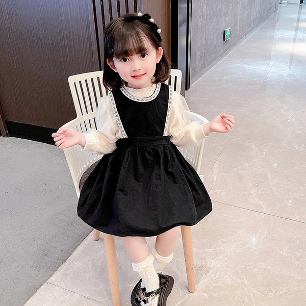 Κομψό παιδικό σετ φόρεμα και πουκάμισο με οβάλ λαιμόκοψη