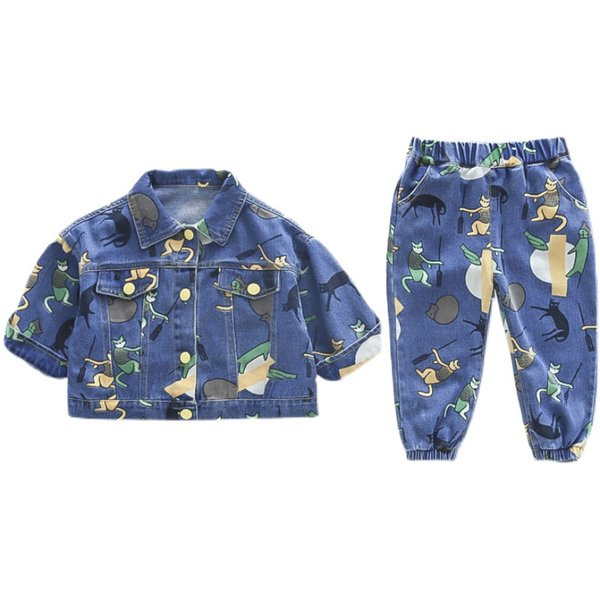 Παιδικό μοντέρνο σετ τζιν δύο τεμαχίων για κορίτσια