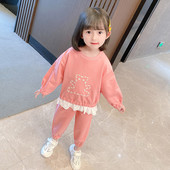 Set casual pentru copii de bluza si pantaloni din dantela