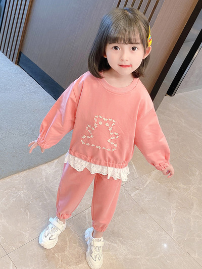 Set casual pentru copii de bluza si pantaloni din dantela