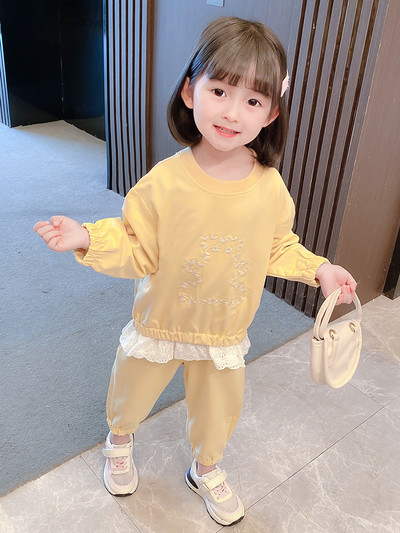 Set casual pentru copii de bluza si pantaloni din dantela