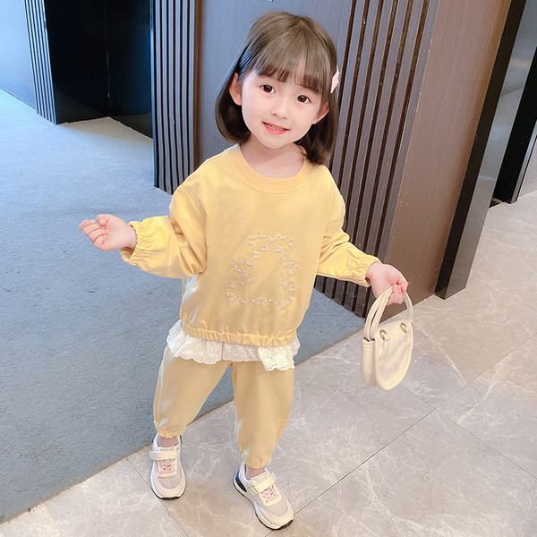 Set casual pentru copii de bluza si pantaloni din dantela