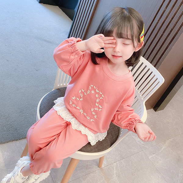 Set casual pentru copii de bluza si pantaloni din dantela