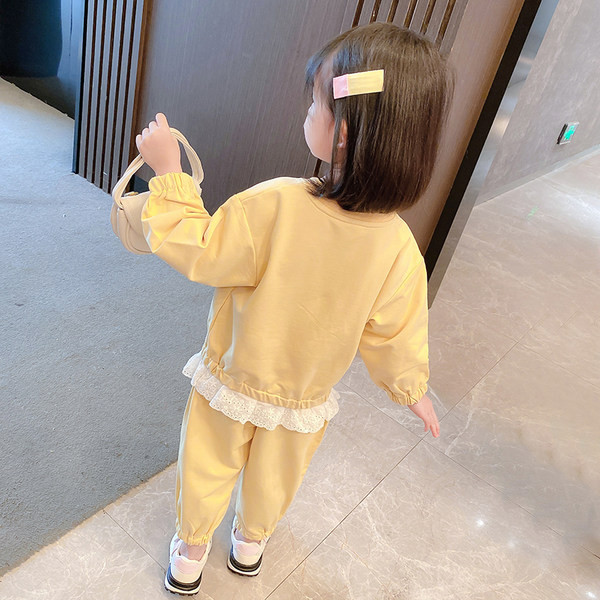 Set casual pentru copii de bluza si pantaloni din dantela