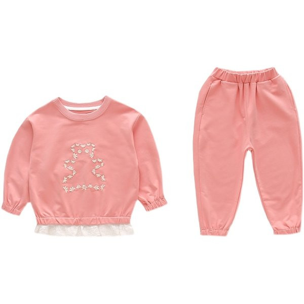 Set casual pentru copii de bluza si pantaloni din dantela