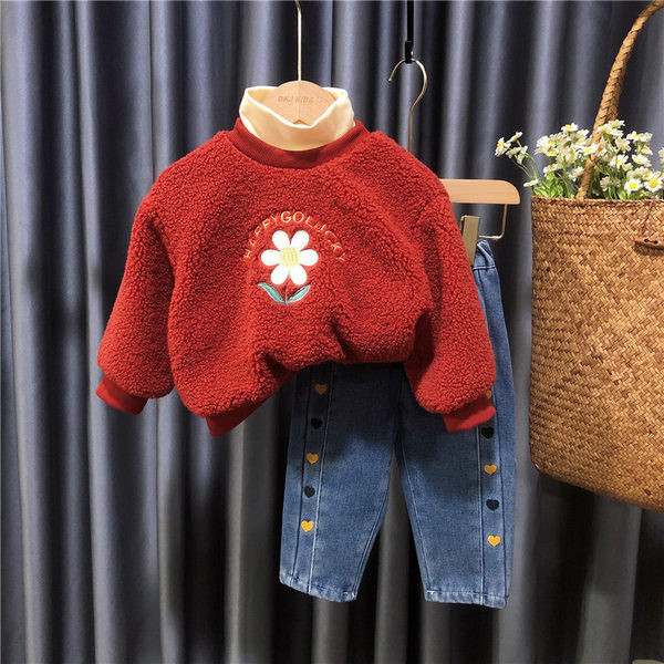 Παιδικό casual σετ μπλούζας με κέντημα και τζιν