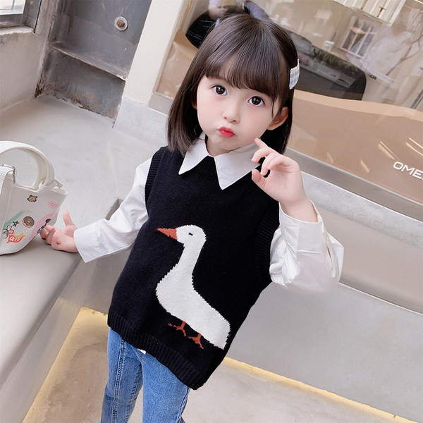 Stílusos gyerek szett lányoknak farmer ingből és mellényből