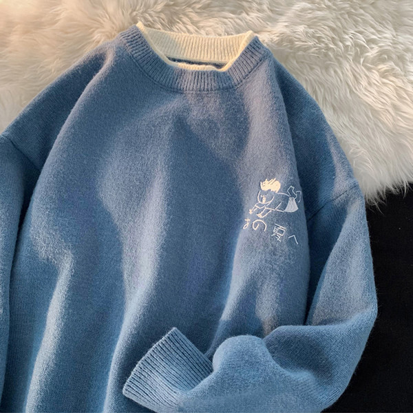 Νέο μοντέλο ανδρικό πουλόβερ με οβάλ λαιμόκοψη