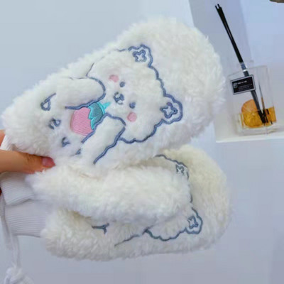 Mănuși de puf de damă cu broderie - mai multe modele