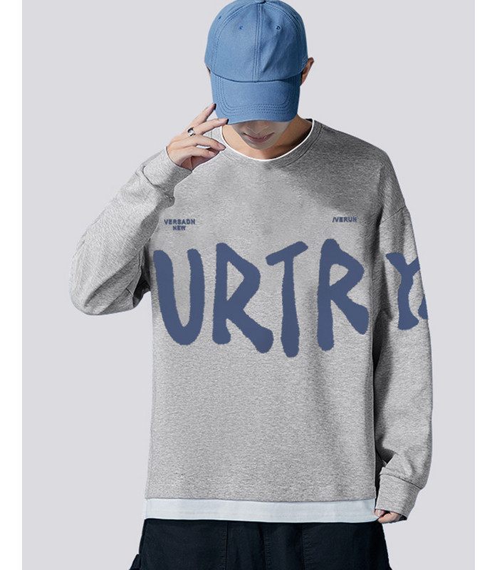 Ανδρικό φούτερ με οβάλ λαιμόκοψη και επιγραφή