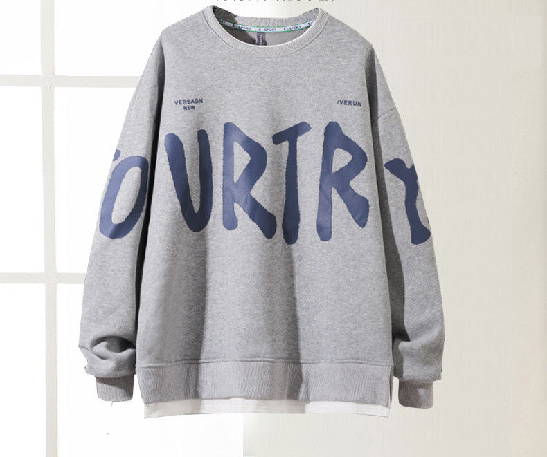 Ανδρικό φούτερ με οβάλ λαιμόκοψη και επιγραφή