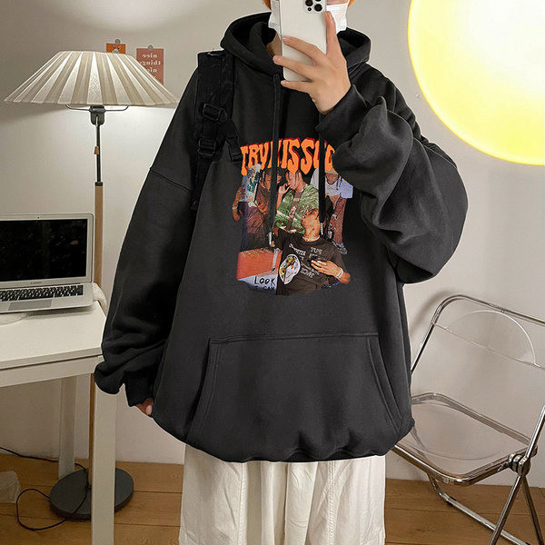 Φαρδύ ανδρικό φούτερ με έγχρωμη στάμπα