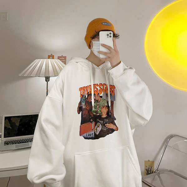 Φαρδύ ανδρικό φούτερ με έγχρωμη στάμπα