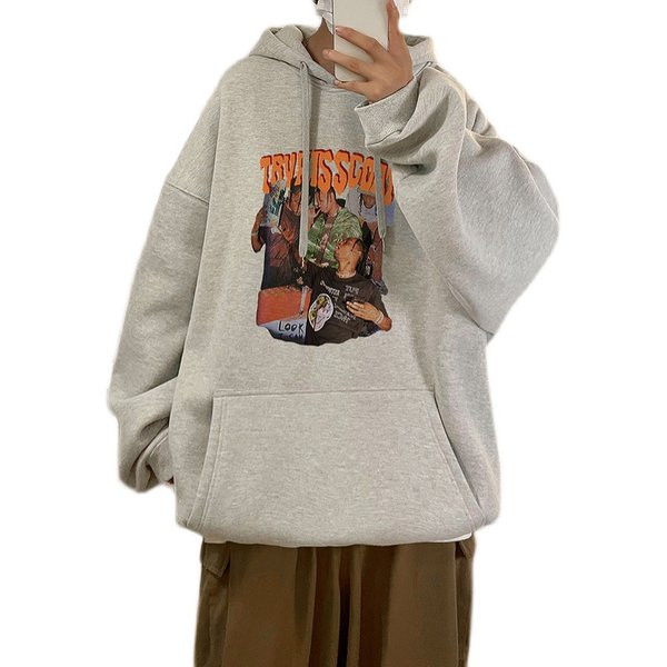 Φαρδύ ανδρικό φούτερ με έγχρωμη στάμπα