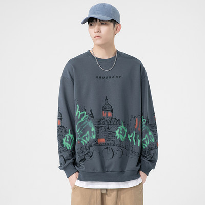 Bluza barbatesta model nou cu aplicatie colorata si decolteu rotund