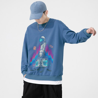 Bluza barbatesta model nou cu aplicatie colorata si decolteu rotund