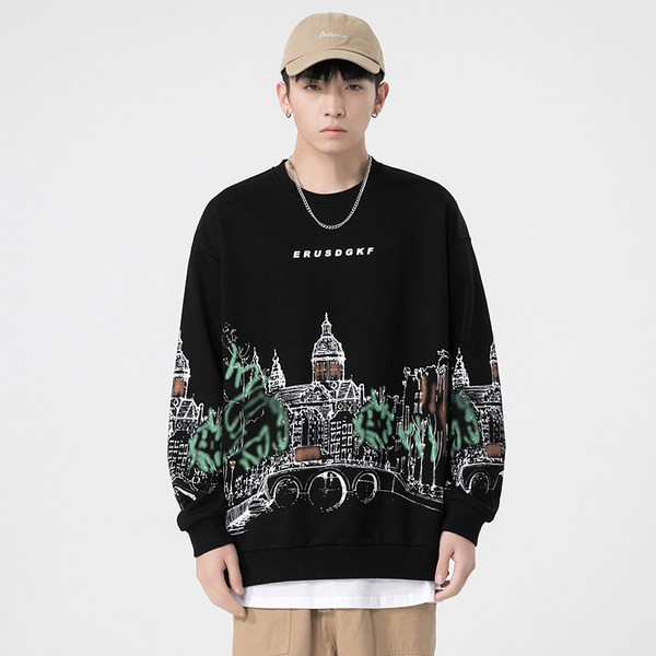 Bluza barbatesta model nou cu aplicatie colorata si decolteu rotund