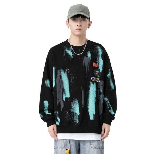 Bluza barbatesta model nou cu aplicatie colorata si decolteu rotund