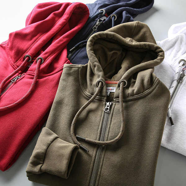 Alkalmi férfi pulóver kapucnival és cipzárral