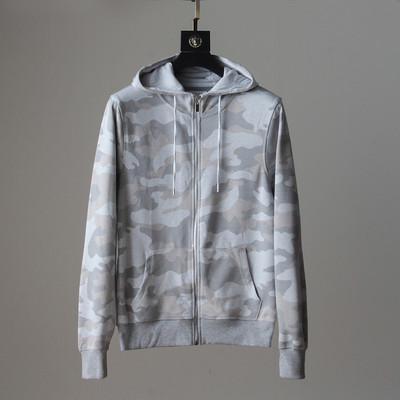 Férfi pulóver cipzárral és kapucnival szürke színben