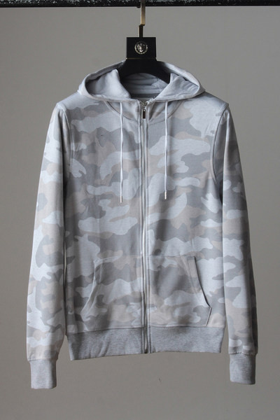 Férfi pulóver cipzárral és kapucnival szürke színben