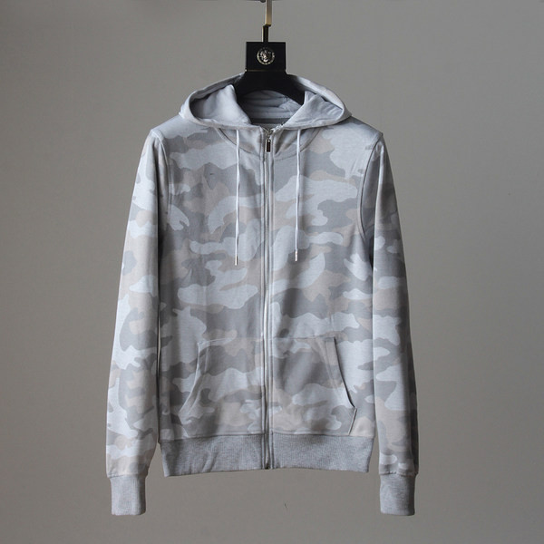 Férfi pulóver cipzárral és kapucnival szürke színben