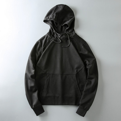Hanorac casual barbatesc cu gluga si cravate model uni