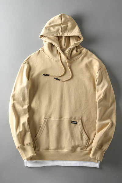 Hanorac pentru bărbați monocolor cu glugă și buzunar